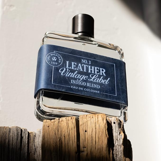 Tru Western Leather No. 3 Men’s Cologne Spray, Private Reserve, Small Batch, Indigo Blend, Velvety Citrus, Blue Vetiver & Sueded Sandalwood Notes, 3.4 fl oz (100 ml)