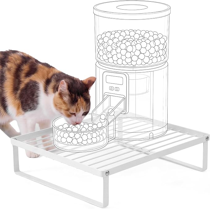 Elevated Cat Feeder Stand, 3 Inch Low Bowl Stand, 1 Pcs | Raises Pet Feeder for Small Breed & Kitten, Carbon Steel Cat Food Table for Most Bowls Automatic Feeders, 14.2 x 11.4 x 3 in