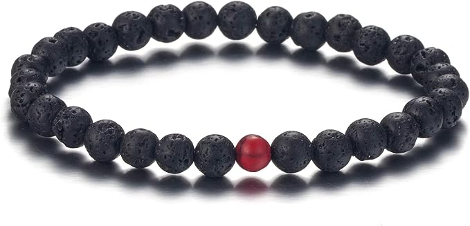 Softones 6MM Lava Rock Aromatherapy Anxiety Essential Oil Diffuser Beads Bracelet for Women Men,Friendship Couples Gifts Natural Stone Bracelets