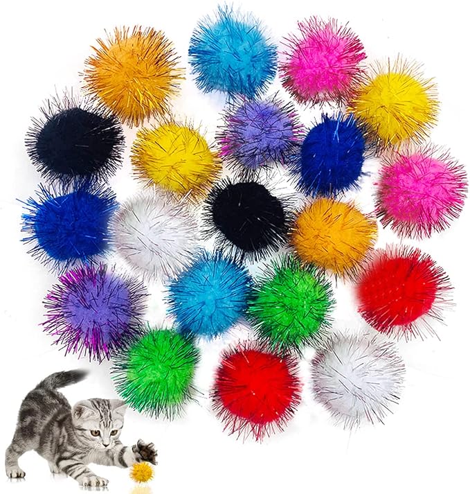 PET SHOW 20 Pack Cat Toys Sparkle Ball 1.77inch for Indoor Cats Kitten