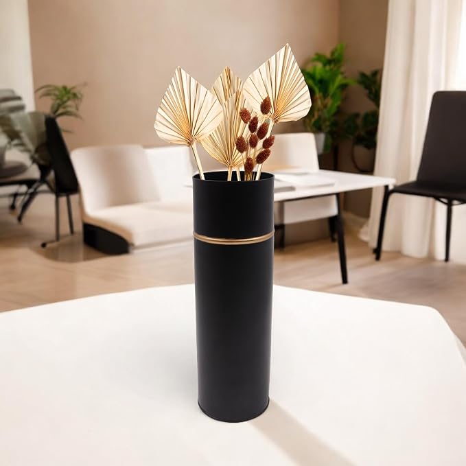 Hosley Galvanized Metal Vase with PVC Liner, 4" Dia x 14" H Ideal Gift for Floral Arrangements Wedding Home Office Party DIY Garden Patio
