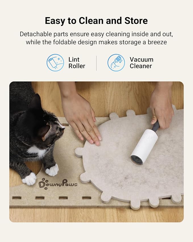 DownyPaws Cat House for Indoor Cats, Peekaboo Cat Bed Cave, Cream | Cat Hideaway Enclosed Bed,Cave Hideout Fort,Kitten Cube Castle Hut Tunnel for Cats,Hide Box Bed for Large Cat Up to 22 Lbs