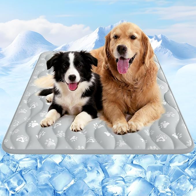 59x40in Dog Cooling Mat with One-Way Moisture & Arc-Chill 3.0 | Color-Changing Cool Indicator. Washable, Non-Slip Pet Bed. One-Way Moisture Tech Keeps Cool & Dry for Floors, Sofas, Kennels