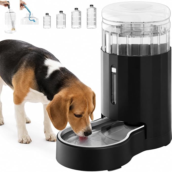 CZPET Dog Water Bowl Dispenser 7L, Wider Mouth Gravity Refilling (Black) | CZPET Dog Water Bowl Dispenser 7L, Wider Mouth Gravity Refilling (Black)