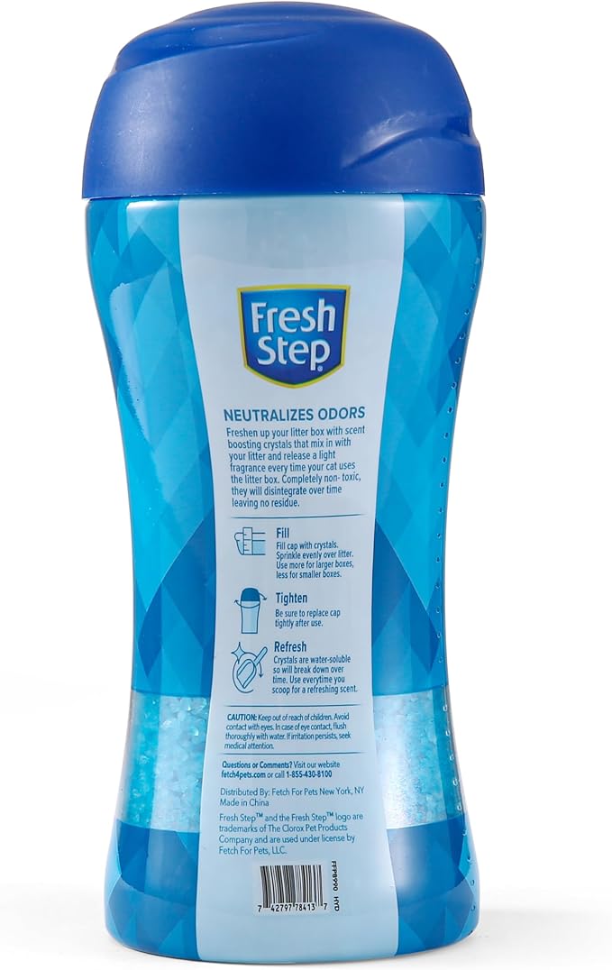 Fresh Step Cat Litter Crystals Deodorizer, Non Toxic Odor Neutralizing Crystals for Litter Boxes that Help Control Smells and Keep Home Areas Fresh, Fresh Scent, 15 Ounce - 3 Pack | Non-toxic crystals neutralize odor at the source in any litter box, ke...