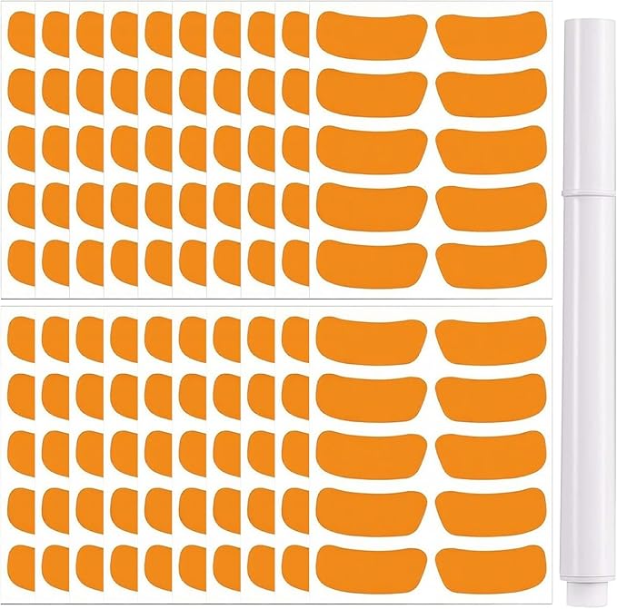 200 Pairs Sports Eye Black Stickers for Kids,Eye Strips Sports Eye Stickers Breathable Eye Strips for Baseball Football Softball Lacrosse Fans on Game Day,with 1 White Pencil (Orange)