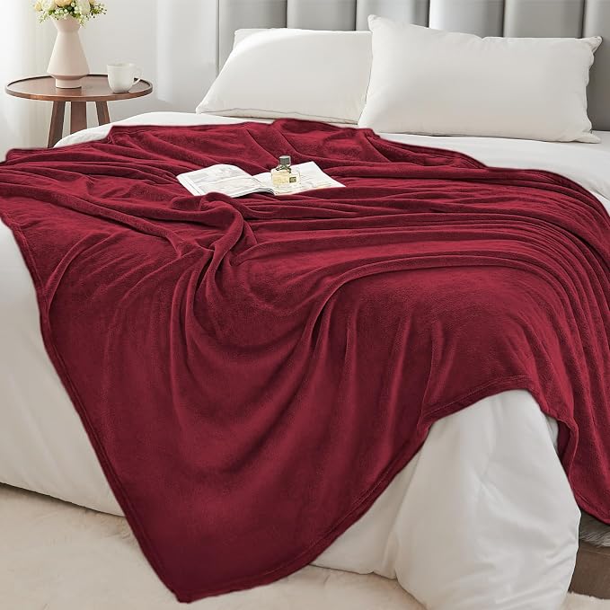 BEDELITE Fleece Blanket Soft Plush Twin Size Blanket Burgundy 60"x80" | Ultra Soft Fleece, Plush Microfiber, Lightweight Warmth, All Season Comfort, Fade Resistant, Machine Washable, Couch Sofa Bed