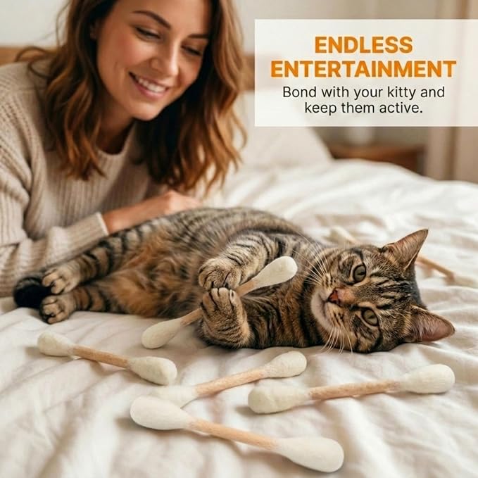Glaciart One Swabs Cat Toys with Catnip - 12 Pk | Durable for Chew, Cute Cat Toys Interactive Kitty for Boredom, Exercise, & Play | Filled w/Organic Catnip for Anxiety & as Digestive Aid | Gift Idea