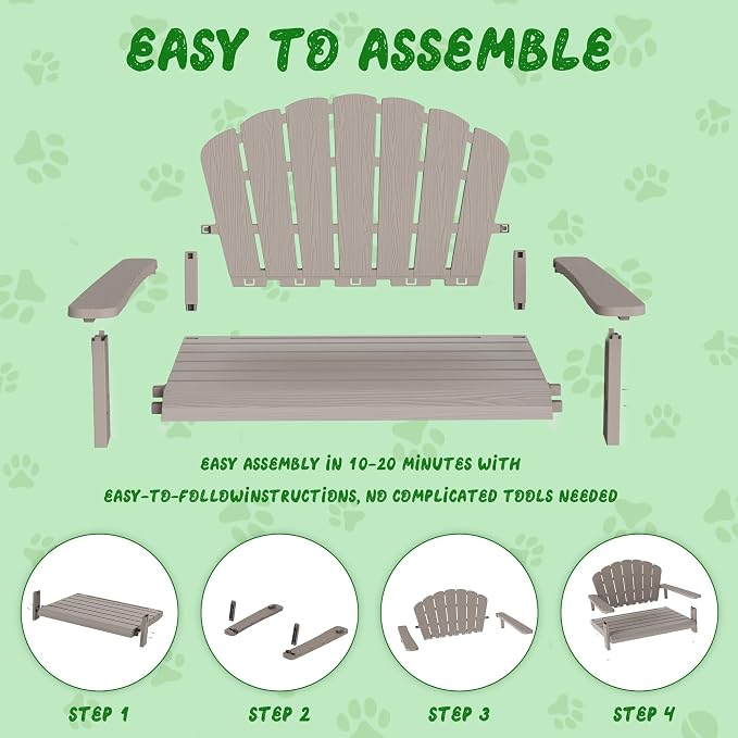 Outdoor Dog Sofa Chair, Grey, 40.24" L x 30.08" W x 20.04" H | Waterproof Resin Dog Bed, For Patio Furniture, Easy Assembly and Clean