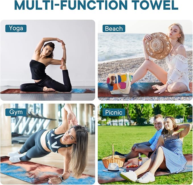 Yoga Towels, Non Slip Hot Yoga Mat Towel with Grip Dots,Super-Absorbent Soft Microfiber Yoga Blanket for Pilates, Fitness and Workout 72inch x 24inch