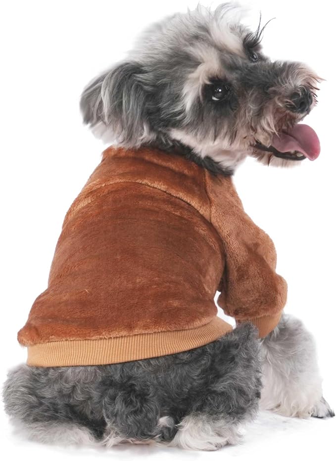 FabriCastle Dog Sweater, 3-Pack Dog & Cat Clothes, Soft and Warm Pet Jackets XXS for Small Dogs Boy & Cats, Winter Pet Apparel Costumes, Puppy Outfits (Camel,Khaki,Olive, XX-Small)