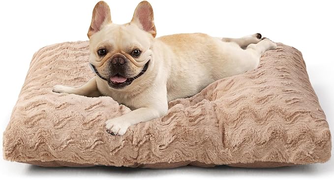 EHEYCIGA Washable Dog Beds Medium Sized Dog, 29x21 Inch Pet Bed, Camel | Plush and Comfy Kennel Pad, Soft Dog Crate Mat, Deluxe Sleeping Mattress for Dogs Up to 35 lbs