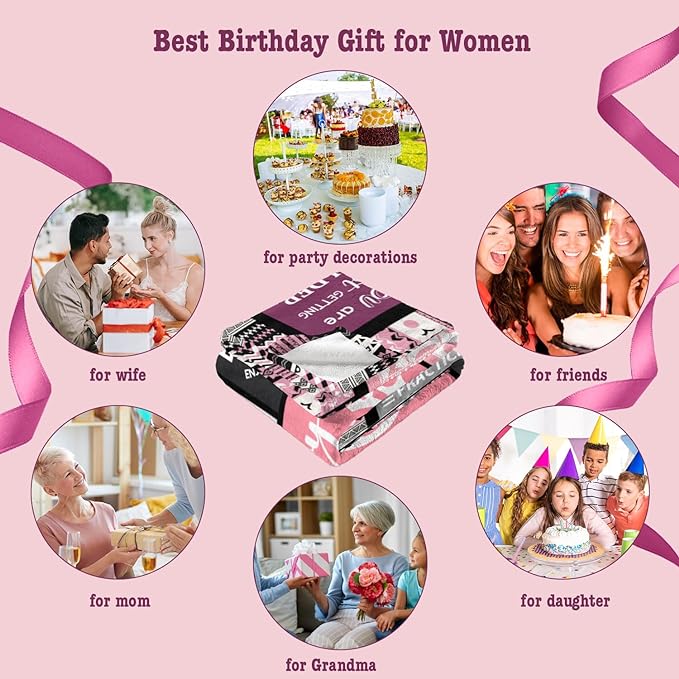 Ivivis Birthday Gifts for Women Girls Throw Blanket 50"X40", Happy Birthday Decorations, Unique Bday Gift Ideas for Her Daughter Friends Mom Sister Wife Grandma