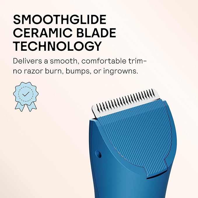 MERIDIAN The Trimmer Original - Body Hair Trimmer for Men, Electric Shaver for Pubic Hair, Chest, Legs & Bikini, Waterproof & Rechargeable, Ocean