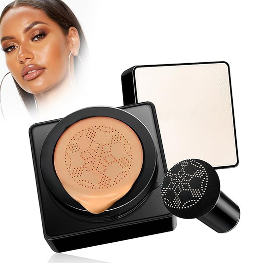 Mushroom Head Air Cushion CC Cream - Long-Lasting & Waterproof New Mushroom Head Screw Lid Concealer Makeup Base for All Skin Types, Create Natural Face Makeup (Medium Deep)