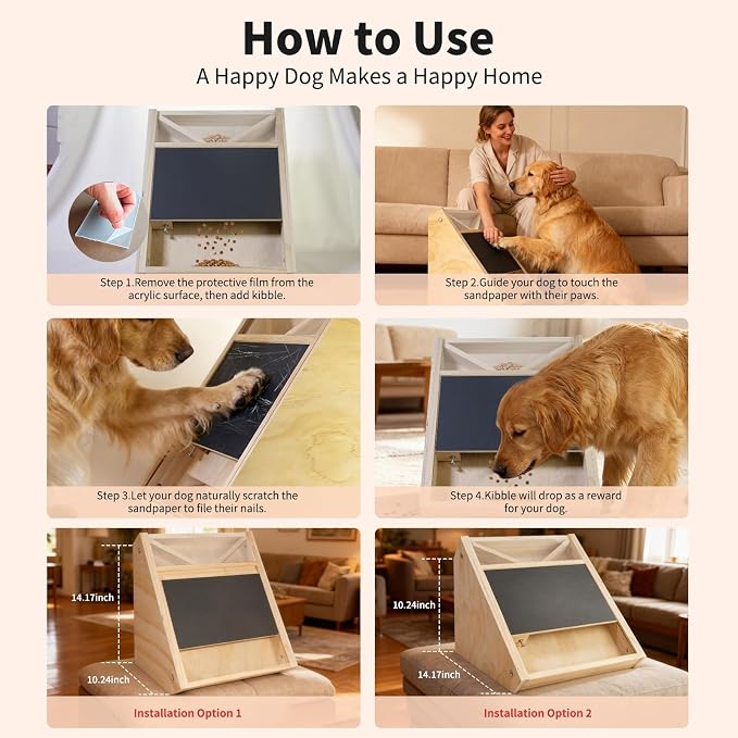 Dog Scratch Pad for Nails with Treats and 2 Sandpaper Sheets (Canyon Bark)