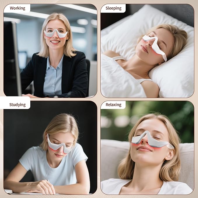 Under Eye Red Light Therapy Device, 4 Modes Red Light Therapy Glasses, Red 650NM Red Light Eye Mask for The Treatment of Eye Bags,Dark Circles, Periorbital Wrinkles and Rhytides
