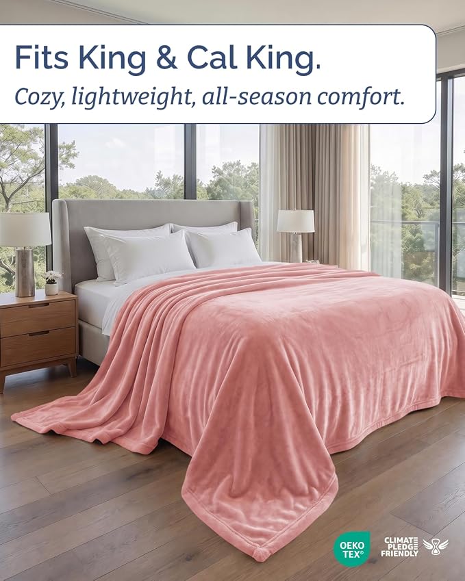 Ultra Soft Fleece Blanket Giant Blanket Size - Flannel Fleece Luxury Blanket - Lightweight for Couch Bed Chair - Thick, Warm and Breathable - All Season Cozy, Rose Pink