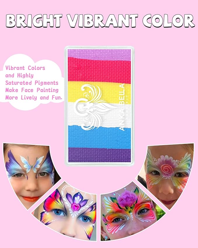 Anka Bella Professional Water Activated Rainbow Cake Face Paint（Dreamy Carnival）50gm,Hypoallergenic, Non-Toxic,Face Body Painting Makeup