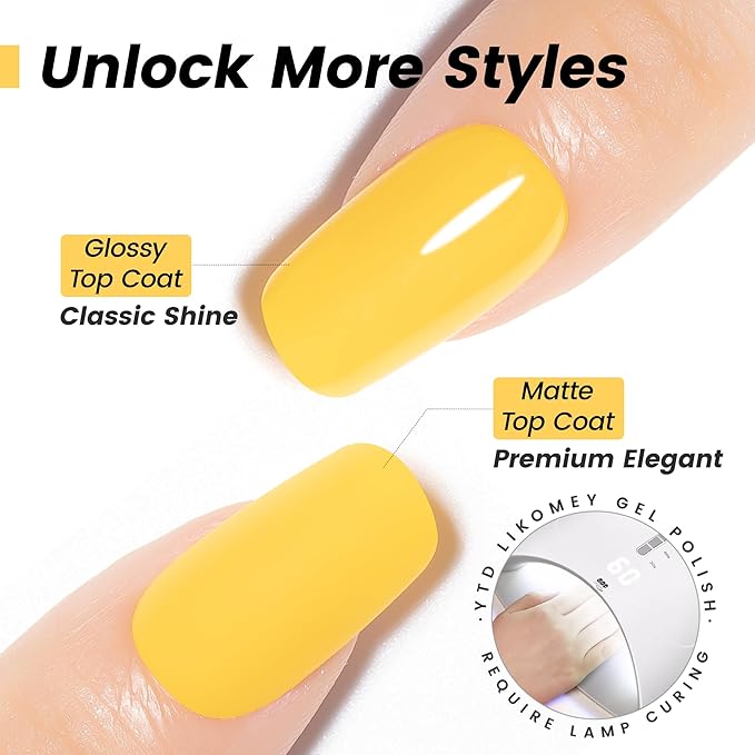 YTD Likomey Nail Gel Color Gel,15ml Yellow Soak Off UV Nails Gel,Spring Summer Salon Home DIY Nail Art Manicure and Pedicure Mustard Yellow Gel Varnish,CS438