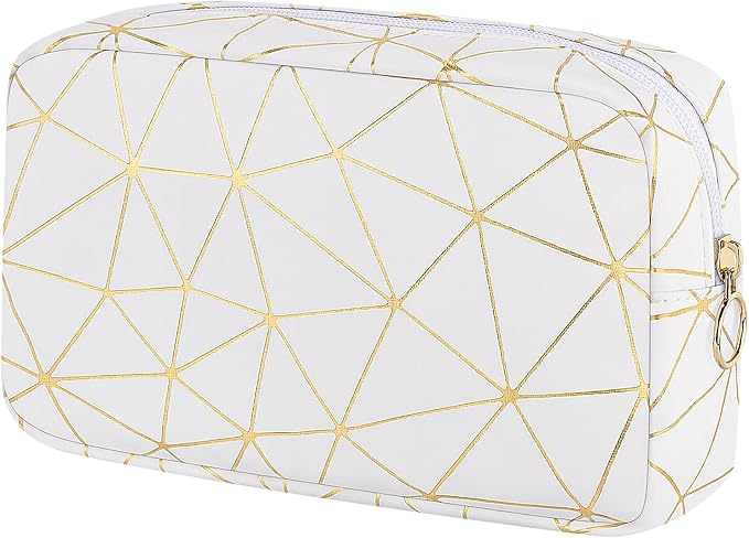Likesing Period Bag for Girls Womens, Leather Sanitary Napkin Storage Bag, Portable Menstrual Pad Bag Period Pads Pouch (White Gold)