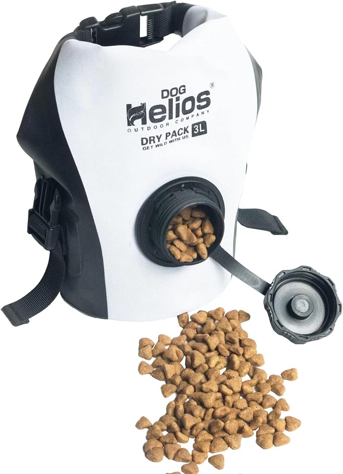 Dog Helios 'Grazer' Waterproof Outdoor Travel Dry Food Dispenser Bag, 3L, White