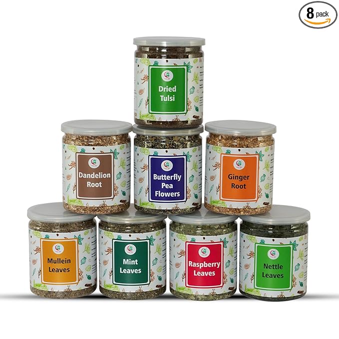 Loose Leaf Tea Set | Upto 450 Servings | Set of 8 teas for Wellness and Flavor Enthusiasts | Experience Blissful Infusion & Refreshing Aromatic Teas! | 100% Natural Ingredients | by Yogi's Gift®