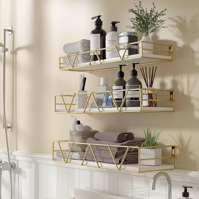 Floating Shelves Set of 3, Wood Wall Shelf, Farmhouse Shelf for Bedroom | Wall Mounted Floating Shelf for Living Room, Bedroom, Bathroom, Kitchen, Office