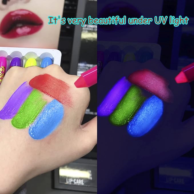 Glow in The Black Light Face Paint Crayons Kit, UV Black Light Makeup Neon Face and Body Paint Sticks Markers for Mardi Gras Halloween Masquerades Makeup
