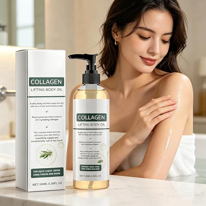 2 Pcs Collagen Lifting Body Oil, Hydrating Collagen Oil For Body, Moisturizing Anti Aging for Women & Men for A Fresh And Luminous Look.