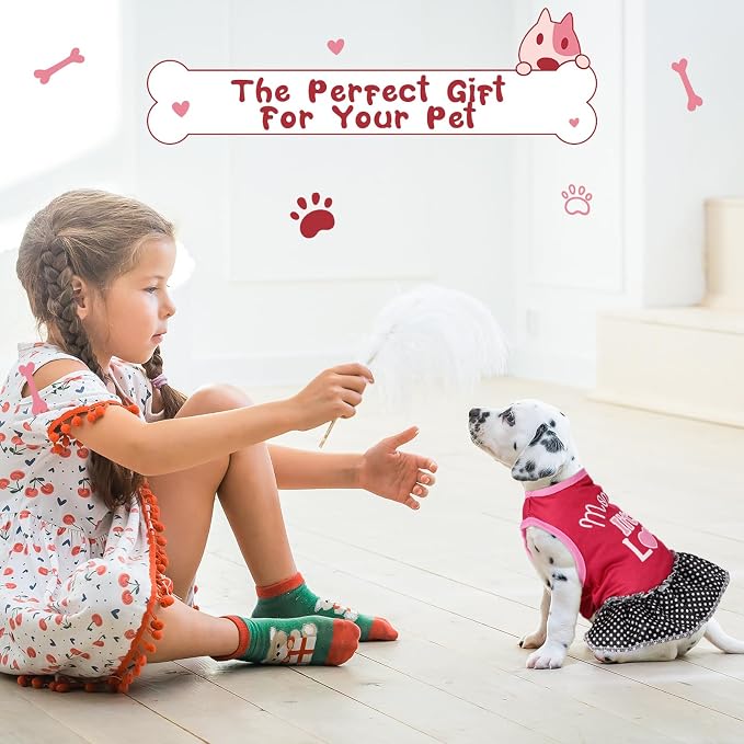 6 Pack Girl Dog Clothes Pet Dress Shirt Female Cute Dog Sundress Puppy Summer Apparel Clothes Outfits with Ruffles for Pets Cats(Extra Small)