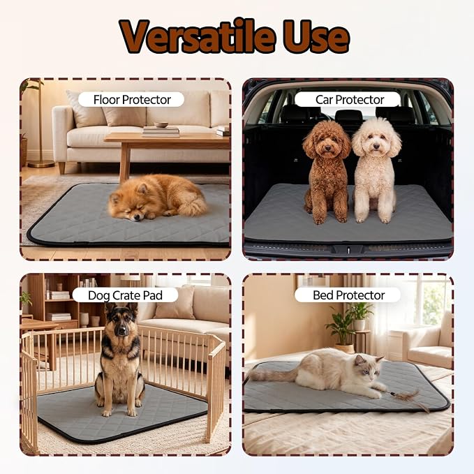 Washable Dog Pee Pads, Waterproof Training Mat,Small | Size:18x24inch(2 Pack),Super Absorbent(Four-Layer Design),Reusable Potty Playpen Mat,Washable Pet Pads,Non-Slip Puppy Pads