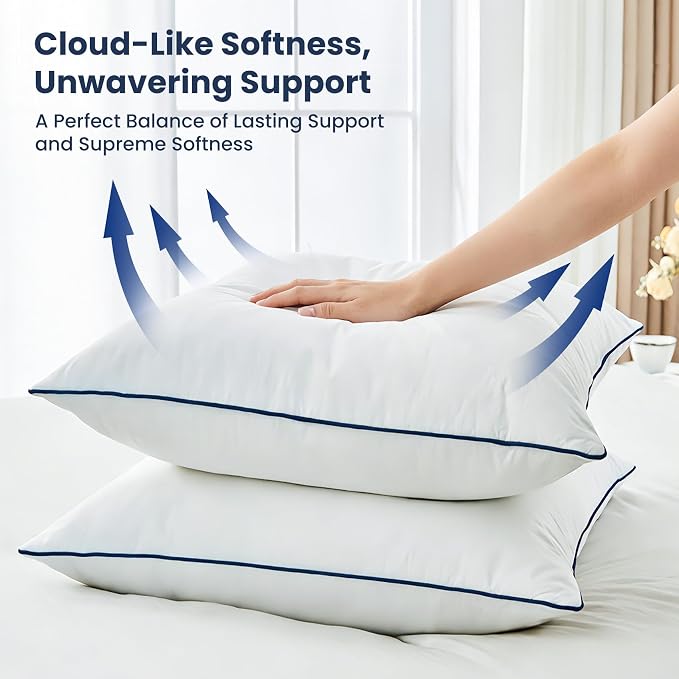 Down Pillow Inserts 20x20, Set of 2, 100% Goose Down Feather Throw Pillows Inserts, Triple-Layer Downproof, Decorative Pillow Insert with Soft Cotton Cover for Couch Sofa Bed Living Room