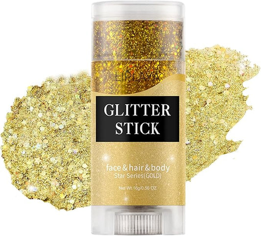 Gold Face and Body Glitter Stick,Holographic Neon Accessories Outfit Singer Concert Sparkling Festival Rave Glitter Makeup