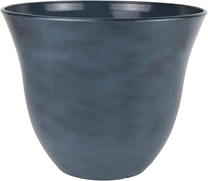 13" Honeysuckle Planter in Blue Jean | Hand-Painted Finish Plant Pots, Lightweight Indoor Outdoor Planter, UV-Resistant, Great for Patio, Home & Garden Decor Accent