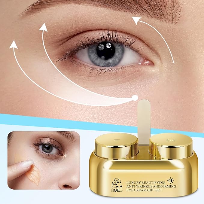 AOAO Dual Eye Cream with Niacinamide for Puffy Eyes and Dark Circles, Luxe Day & Night Firming Eye Cream for Wrinkles Age-Defying, Valentine‘s Revival & Birthday Under Eye Cream Gift for Women, 0.5oz