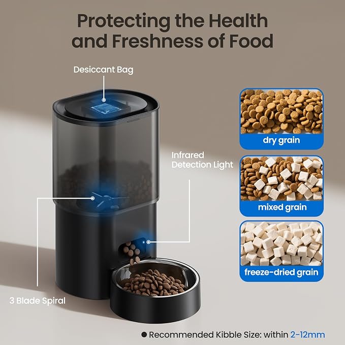 Automatic Cat Feeder and Water Fountain 2-in-1, Smart Timed Cat Food Dispenser with 2.4G WiFi APP Control, Automatic Dog Feeder and Water Dispenser with 10s Voice Recorder for Cats Small Dogs