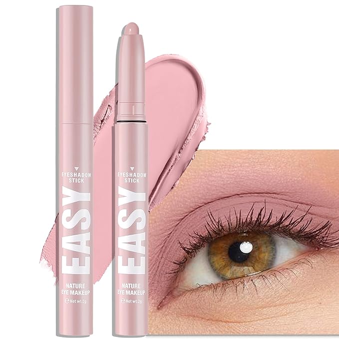 Pink Matte Eyeshadow Stick - Long Lasting Cream Eyes Shadow Pencil Buildable Brightener Crayon Eyeliner Highlighter Makeup, Lightweight Waterproof & Smudge Proof for Easy Quick Application