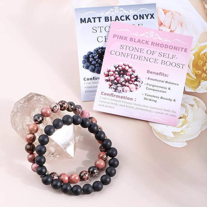 NCB 2.3-Piece 4mm Natural Crystal Gemstone Stretch Bracelets – Handmade Reiki Energy Healing Jewelry for Meditation,Yoga, Unisex