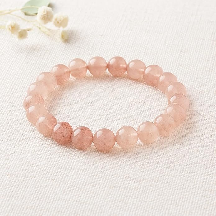 8mm Natural Gemstone Beaded Bracelet for Women, Dainty Round Crystal Stretch Bracelets, Spiritual Healing & Calming Stone Jewelry Gift