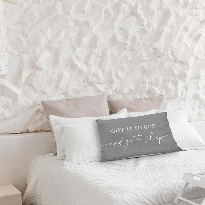 Give It to God and Go to Sleep, Decorative Corduroy Pillows Cover for Bed,Corduroy Pillows Cover for Bed,12x20 Inch Pillow Case,Decorative Corduroy Pillows Cover for Room（Gray 12" x 20"）