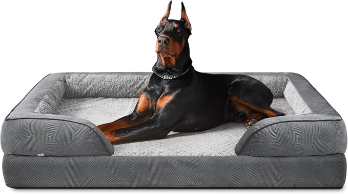 XXL Plus Orthopedic Dog Beds Large Sized, XL Washable Dog Sofa with Egg-Crate Foam, Waterproof Lining and Non-Skid Bottom