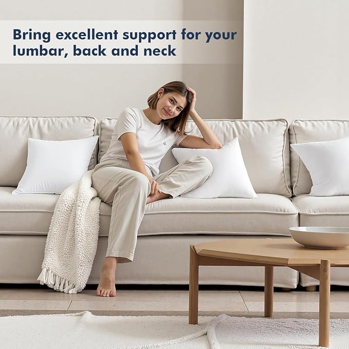 MIULEE 22x22 Throw Pillows Inserts 4 Pack, Decorative Pillows for Couch Bed | 100% Virgin Filling, Full and Fluffy, Lumbar, Back and Neck Support