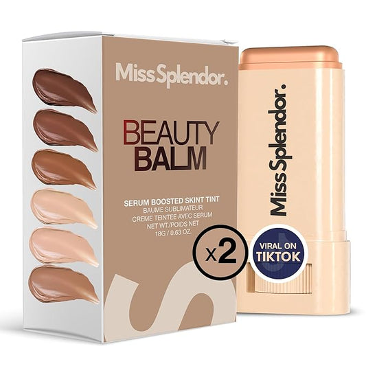 Beauty Balm Skin Tint 2 Pack (Shade 6) Serum-Boosted Stick for Black Women, Hybrid Foundation and Skincare, Sheer-to-Light Buildable Coverage