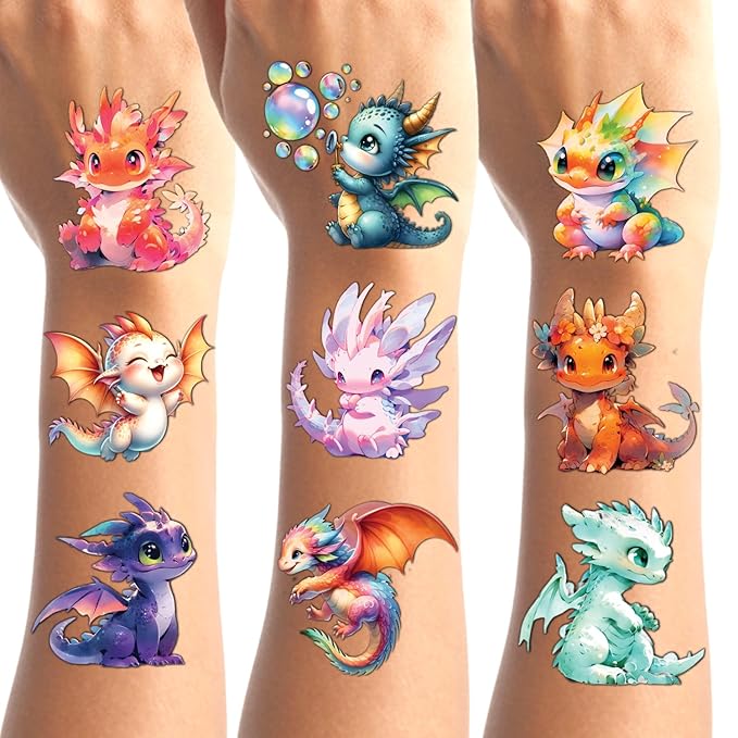 Temporary Tattoos - 30 Sheets Tattoos (Dragons)