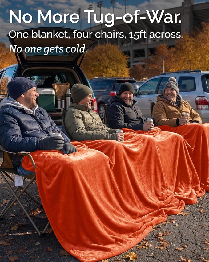 Ultra Soft Fleece Blanket Giant Blanket Size - Flannel Fleece Luxury Blanket - Lightweight for Couch Bed Chair - Thick, Warm and Breathable - All Season Cozy, Burnt Orange