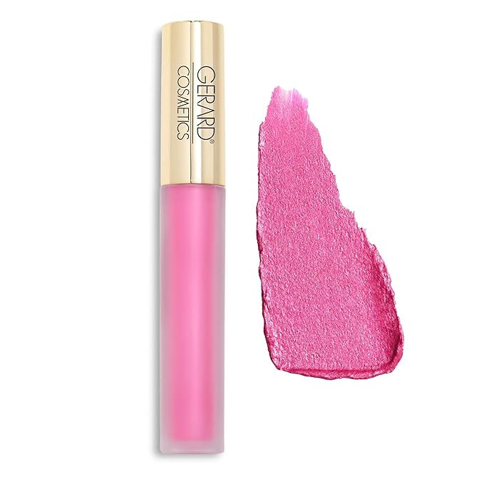 Gerard Cosmetics Metal Matte Liquid Lipstick Where's Ken?, Hot Pink Lipstick with Metallic Matte Finish, Long Lasting Smudge Proof Lipstick, Cruelty Free & Made in the USA