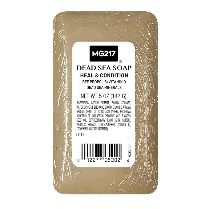 MG217 Psoriasis Dead Sea Exfoliating Bar Soap, Heal & Condition with Dead Sea Salt, Bee Propolis, Vitamin D3 for Psoriasis Skincare, 5oz