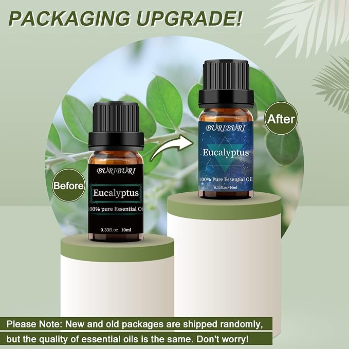 Eucalyptus and Vanilla Essential Oil Set 2 Pack, 100% Pure Diffuser Oil for Massage, Soap Making