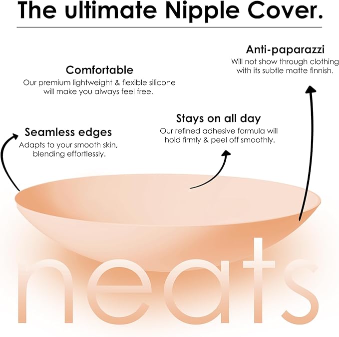 NEATS Nipple Covers for Women, Reusable & Hypoallergenic Adhesive Silicone Pasties